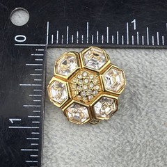 Vintage Swarovski Earrings Rhinestone Clip Ons Honeycomb