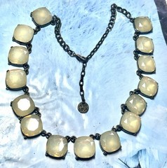 Vintage Sweet Lola Foiled Champagne Rhinestone Gold Tone Necklace, 21″