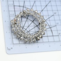 Vintage Smoky Gray Metalic Silver Crystal 3 Row Coil Bracelet
