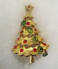 MYLU DANGLY PEACE CHARMS CHRISTMAS TREE BROOCH RAREST MINTY MINTY ENAMEL HTF VTG
