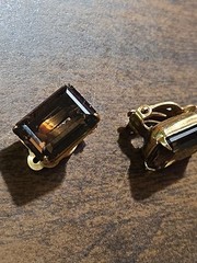 Winard Vintage 12kt Gold Filled Smokey Topez Clip On Earing
