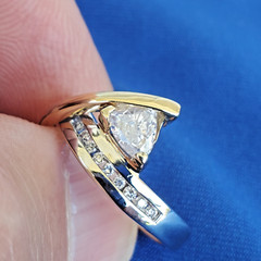 ORIGINAL EARTH MINED Triangle DIAMOND Engagement Ring SOLID 14K GOLD Solitaire 6