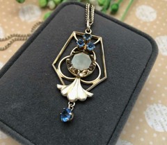 Fine Estate Vintage Pendant Soviet Sterling Silver 875 Smoky Quartz & Topaz USSR