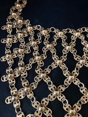 Vintage Flower Bib Necklace Ornate Adjustable Handkerchief Cascade Choker READ