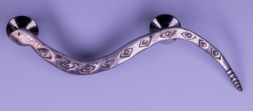 DASLIN Snake Tie Tack Pin Silver 75mm Wavy Etched Design