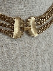 1960s 1970s Monet Multi-strand Chain Necklace Long Opera Length Gold Tone Signed