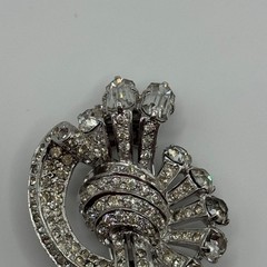 Vintage Eisenberg Original Fur Clip Sterling Silver Rhinestone Signed