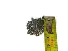 Vintage tiny pewter Birds and Blooms limited edition butterfly brooch pin
