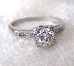 Antique Platinum Diamond Solitaire￼ Ring Round Estate Engagement Vintage Size 6