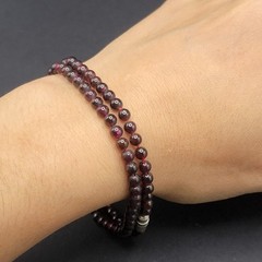 Natural Garnet Bead Necklace 4mm Red Stone Strand Choker Double Wrap Bracelet