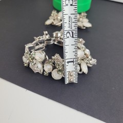 Vintage Juliana Rhinestone Bracelet & Earrings Set Givre Glass Smoky Rhinestones