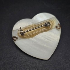 Mother of Pearl Heart Brooch Mother’s Day Gift For Mom Wire Vintage Jewelry