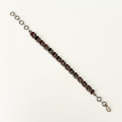 Vintage 925 Sterling Silver Genuine Garnet Tennis Bracelet Adjustable