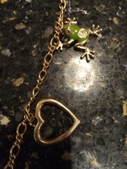 B & J Rose & Gold Tone Charm Necklace And Bracelet Set Hearts, Leaves, Frog,…