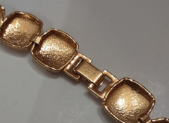 Vtg Napier Gold Tone Chunky Square Collar Necklace Bracelet Earrings Set