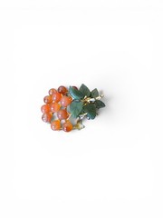 Vintage Swoboda Signed Jade Carnelian Grape Cluster Brooch Pin Gold Tone