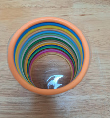 Vintage Tube of 18 Multicolor Plastic Lucite Stacking Buncha Bangle Bracelets