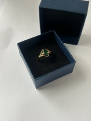 Vintage Green Cubic Zirconia Ring Gold Plated Womens Size 7.5