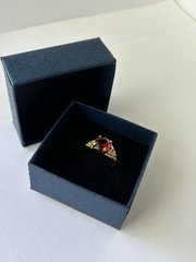Vintage Red Cubic Zirconia Ring Gold Plated Womens Size 6.5