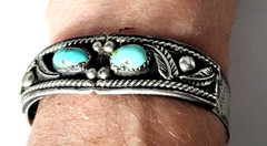 Vtg Sterling Silver SOUTHWESTERN Old Pawn Turquoise Cuff Bracelet Lot