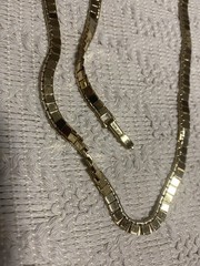 Vintage Monet Gold Tone Flat Square Link Chain Necklace 24”
