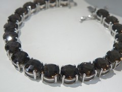 Sterling Silver 925 Natural 8mm Smoky Quartz Large Gemstone Tennis Bracelet 7.5″