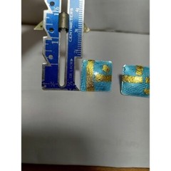Vintage Cellia Braswell 99′ Square Shape Posh Pierced Earrings Blue Gold Women’s