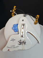 Big Vtg Signed Painted Ceramic Bird Brooch