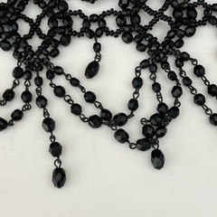 Vintage Anouska Hempel Black Glass Bead Choker Necklace Victorian Gothic