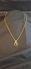 Vintage Crown Trifari Gold Tone Faux Green Jade Dangle Bead Necklace