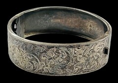 Antique English Victorian Sterling Silver Buckle Bangle Bracelet RWH 925/1000