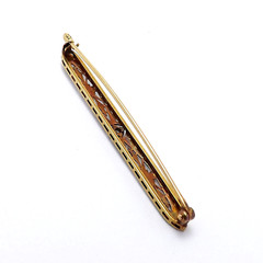 Art Deco Krementz 14K Gold Platinum Top Natural Diamond Tie Bar Brooch Pin 3gr