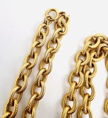 Excellent Quality Long Heavy Etched Link Gold Plated Chain 56in Vintage Jewelry