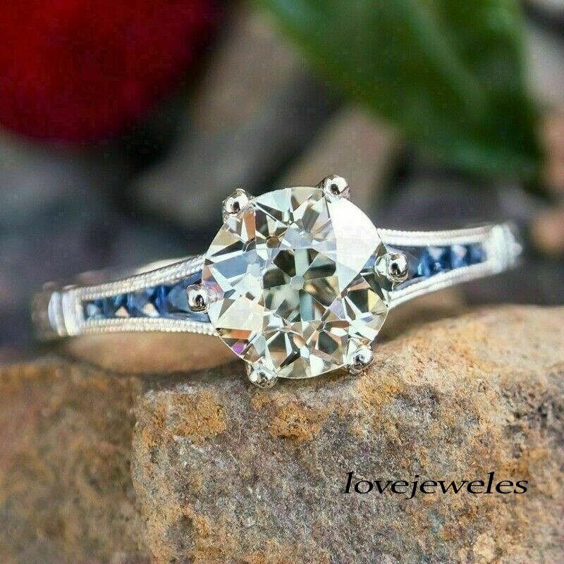 3.51CT Round Cut Lab-Created Diamond Vintage Engagement Ring 14K White Gold FN