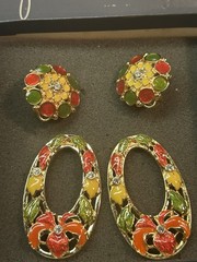 Vintage José Maria Barrera for Avon Convertible Floral Enamel Clip Earrings