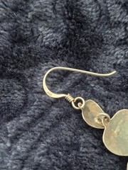 Vintage .925 Sterling Silver Triple Heart Dangle Earrings Etched Tiered