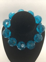 Vintage Costume Jewelry Stretchable Blue Beaded Bracelet Free Ship Livtown 549