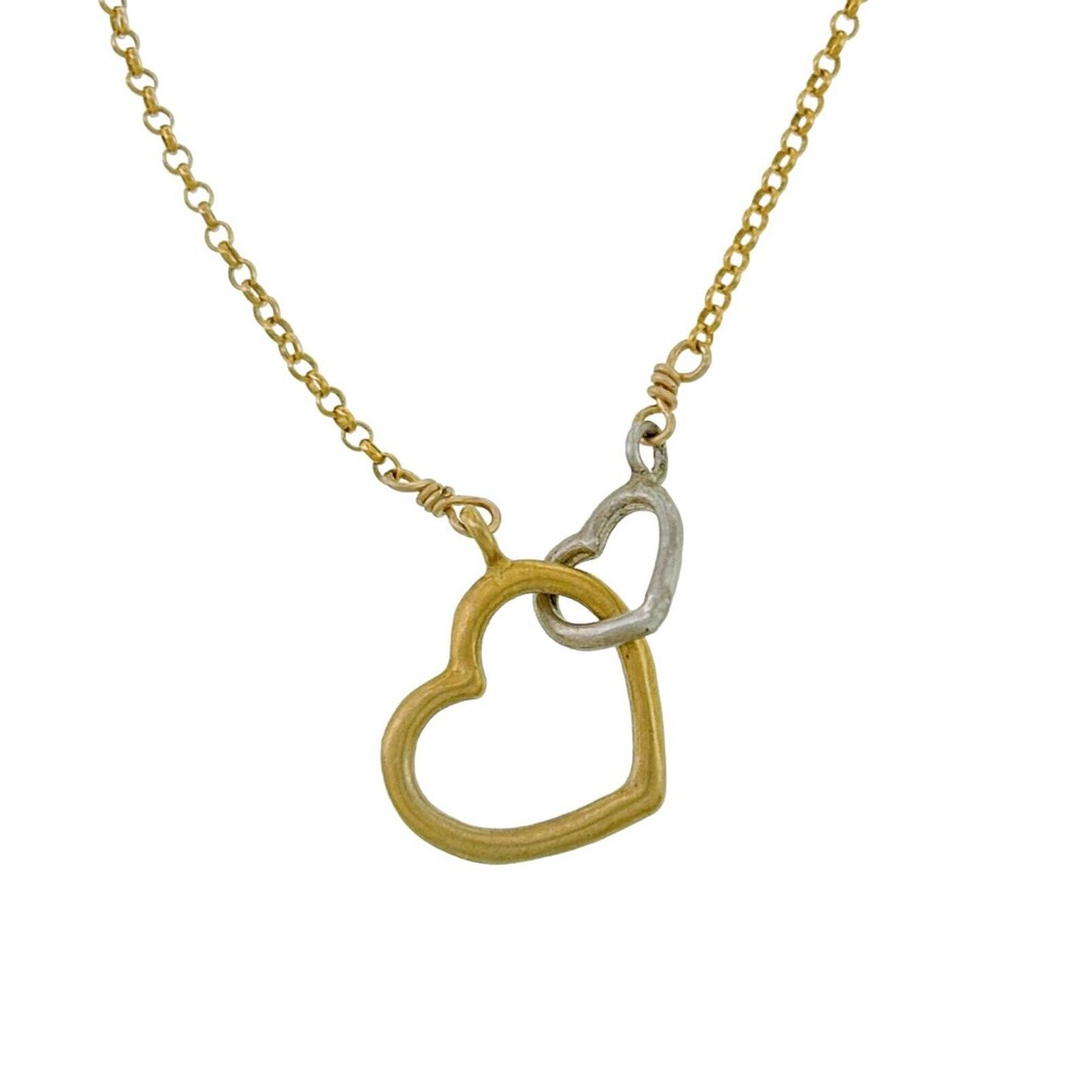Vintage Gold-Tone Sterling Silver 925 Interlocking Hearts Necklace 16″-18″