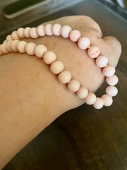 Vintage Les Bernard Pink Angel Skin Coral Beaded Choker Necklace 15” L