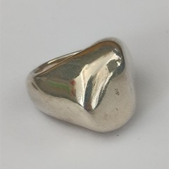 Chunky Sculptural Sterling Silver Ring Modernist Asymmetrical Puffy Bold 925 VTG