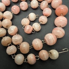 VTG Banded Calcite Necklace round beads 20″ Graduated Pink coral peach colors