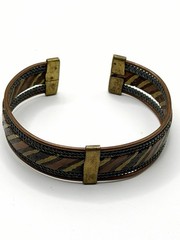 Vintage Mixed Metal Cuff Bracelet Boho Artisan Copper Bronze and Silver Tones