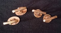 Vintage Yellow Gold-Filled Bullet Back Cufflinks Lot of 2 Oval & Round