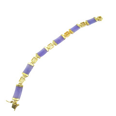 Asian Dyed Lavender Purple Jade Jadeite Vintage Bracelet Writing Symbols 7.25″