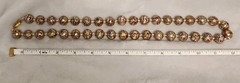 Vintage Chinese Cloisonné Bead Necklace – Pink & Blue Floral on Gold – 26″ L