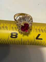 Vintage SOLID 14KT Gold Stamped Red Size 8 Ring 6.19g NOS NOI!