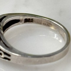 Vtg Signed RDC Sterling Silver 925 Topaz Solitaire Cut Out Scroll Band Ring Sz 5