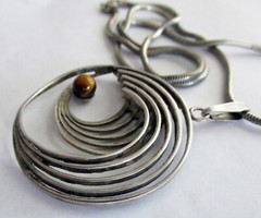 VINTAGE MCM KORDES & LICHTENFELS GERMANY 800 STERLING NECKLACE, 2 1/4 INCH PEND