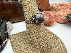 Vintage Sterling Silver Hematite Stone Stamped 935 Made in UK Ring Size 7