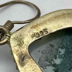 Sterling Silver 925 Teal Agate Cabochon Teardrop Drop Earrings Vintage 14.9g